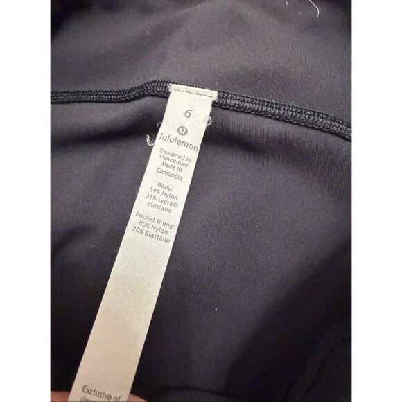 Lululemon Leggings Womens 6 Speed Up Crop Running Black Side Pockets Reflective - Picture 8 of 11